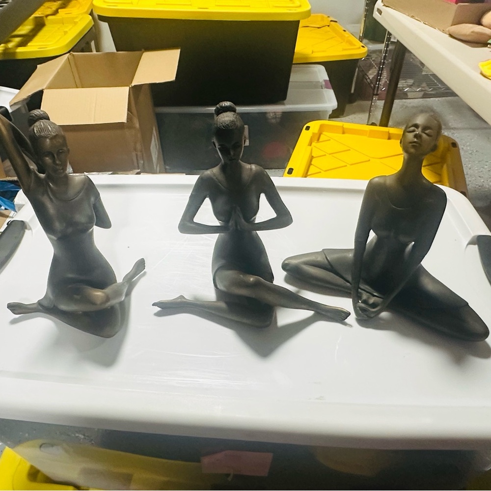 Bronze-Tone Yoga Figurine Set — Elegant Home Art Sculptures - 3 - Picture 2 of 8
